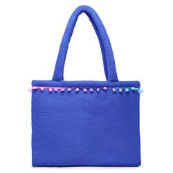 Bolsa De Praia Feminina Atoalhada Pompom Estilo Sa... - SAPATTARIA DOS PES