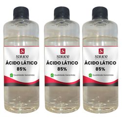 Kit ÁCIDO LÁTICO 85% - 3 frascos - 500 g cada - SAUCE ADITIVOS E INGREDIENTES