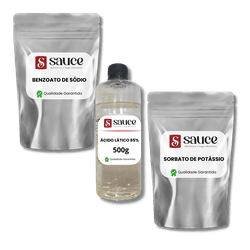 KIT Conservantes para Molhos - Sorbato de Potássio (500g) Benzoato de Sódio (500g) Ácido Lático 85% (500g) - SAUCE ADITIVOS E INGREDIENTES