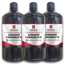 Kit Corante Caramelo Líquido IV - Duplo Poder - 3 frascos - 1 KG cada - SAUCE ADITIVOS E INGREDIENTES