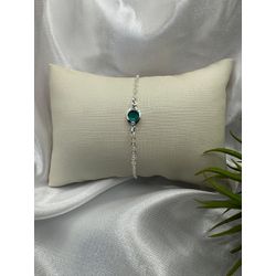 Pulseira em Prata 925 com pedra verde - pc211 - SCAGLIONI