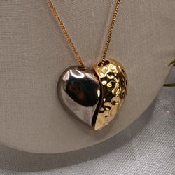 Colar Longo Coração Prata e Dourado - 327121 - SCAGLIONI