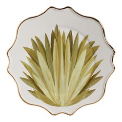 Sousplat 1 C/ Filete Ouro Folhas Agua De Coco - Cerâmica Scalla