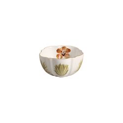 Conjunto 6 Bowls 1 C/ Filete Ouro Folhas a - Cerâmica Scalla