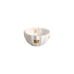 Conjunto 6 Bowls 2 C/ Filete Ouro Folhas a - Cerâmica Scalla