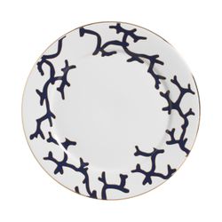 Conjunto 6 Pratos Raso Branco C/ Azul Coral Blue - Cerâmica Scalla