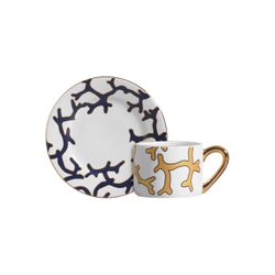 Conjunto 6 Xicaras Cha C/ 6 Pires Coral Blue - Cerâmica Scalla