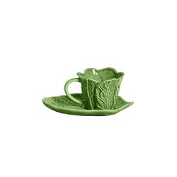 Conjunto 6 Xicaras Cha C/ 6 Pires Couve Verde Cris... - Cerâmica Scalla
