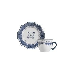 Conjunto 6 Xicaras Cha C/ 6 Pires Hamptons - Cerâmica Scalla