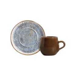 Conjunto 6 Xicaras Cha C/ 6 Pires Oreon Blue - Cerâmica Scalla