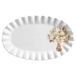 Travessa Grande Folhas Água De Coco Scalla - Cerâmica Scalla
