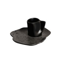 Conjunto 6 Xícaras Café Com 6 Pires Orgânico Ônix ... - Cerâmica Scalla