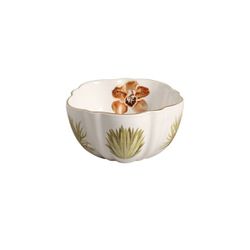 Conjunto 6 Bowls Com Filete Ouro Folhas Scalla - Cerâmica Scalla