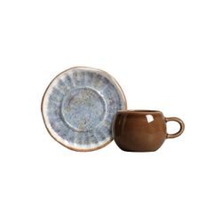 Conjunto 6 Xícaras Café Com 6 Pires Oreon Blue Sca... - Cerâmica Scalla
