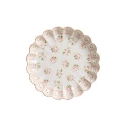 Conjunto Prato Sobremesa Relevo Rosas Vó Dulce Cer... - Cerâmica Scalla