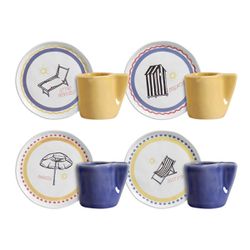 Conjunto 4 Xícaras Café com Pires Summer Cerâmica ... - Cerâmica Scalla