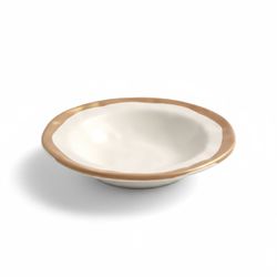 Conjunto 6 Prato Fundo Bege Filete Amassada Cerâmi... - Cerâmica Scalla