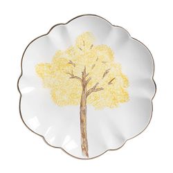 Conjunto 6 Prato Raso Ø29cm Filete Ouro Ipê Amarel... - Cerâmica Scalla