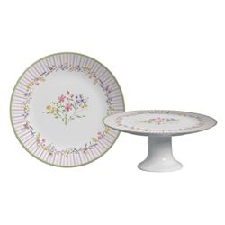 Prato de Bolo Páscoa Campo e Flores - Cerâmica Scalla