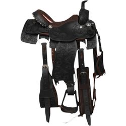 SELA QUARTO DE MILHA APACHE PRETO - 3239 - Selaria Irmãos Andrade