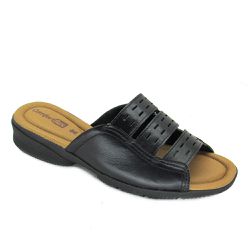 Tamanco Feminino Salto Baixo Comfortflex 2081402 Couro - 88231 - Sensação Store