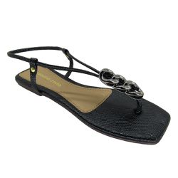 Sandália Rasteira Feminina Ajuste GM1616 Preto - 93050 - Sensação Store