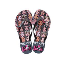 Chinelo Dedo Infantil Barbie Faces 22673 Glitter Preto - 90317 - Sensação Store