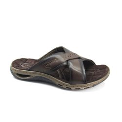 Chinelo Masculino Slide Em Couro Pegada 131661 Cravo - 86384 - Sensação Store