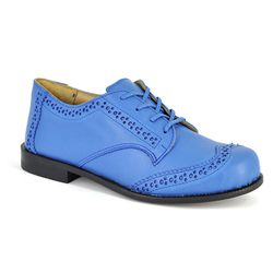 Sapato Oxford Feminino Couro Azul - 18001 - SERRA BELLA CALCADOS