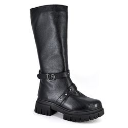 Bota Couro Preto com Spikes - 15042 - SERRA BELLA CALCADOS