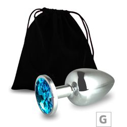 Plug de Metal G Cromado Com Strass 8cm SI (5847) -... - Sexy Shop BH