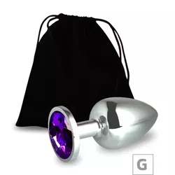 Plug de Metal G Cromado Com Strass 8cm SI (5847) -... - Sexy Shop BH