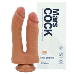 Prótese Dupla Com Ventosa (7723) - Marrom - 37693 - Sexy Shop BH