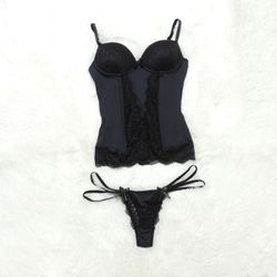 *Espartilho Micro Renda (CF509). - Preto - 28328 - Sexy Shop BH