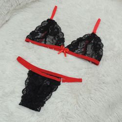 Conjunto Luma (DR4523). - Preto c/ Vermelho - 3172 - Sexy Shop BH