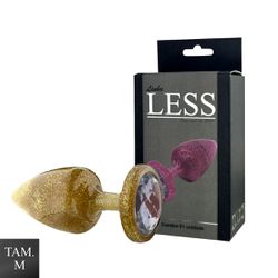 Plug de Plástico M Less Com Glitter (HA166) - Dour... - Sexy Shop BH