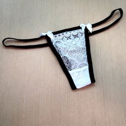 *Calcinha Cris (MAR0105) - Branco C/ Preto - 30152 - Sexy Shop BH