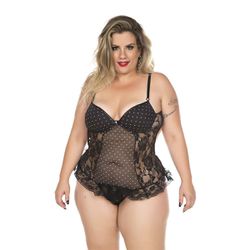 *Body Agatha Plus Size (PS2050). - Preto c/ Branco... - Sexy Shop BH