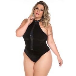 *Body Veludo Plus Size (PS2057) - Preto - 24160 - Sexy Shop BH