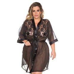 *Robe Luxo Plus Size (PS2082) - Preto - 24114 - Sexy Shop BH