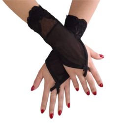 Luva em Tule Com Renda (ST972) - Preta - 39361 - Mais Sex