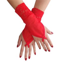 Luva em Tule Com Renda (ST972) - Vermelho - 39366 - Mais Sex
