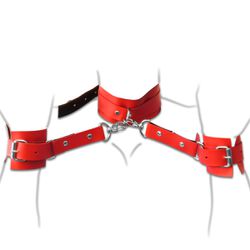 Coleira Com Algemas Harness 50 Tons (T015) - Verme... - Sexy Shop BH