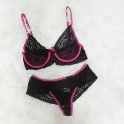 Conjunto Liz (DR4513). - Preto c/ Roxo - 31687 - Sex Shop Ouvidor