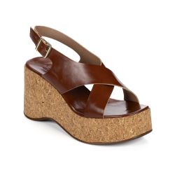 Sandália Feminina Anabela Plataforma Fujji Caramel... - SFIZIA