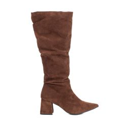 Bota Feminina Montaria Enrugada Camurça Caramelo - SFIZIA