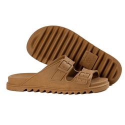 Slide Papete Feminina Duas Fivelas - Marrom - SHOP TAC BRASIL