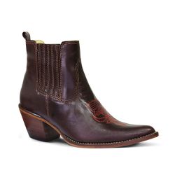 Botina Feminina Couro Mustang Café - Silverado Botas - 2251-4 - SILVERADO BOTAS