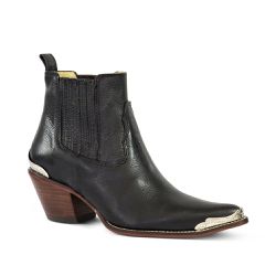 Botina Feminina Couro Floater Preto Com Ponteira - Silverado Botas - 2251-7 - SILVERADO BOTAS