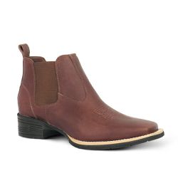 Botina Feminina Conforto Couro Fóssil Tabaco - Silverado Botas - 0973-7 - SILVERADO BOTAS